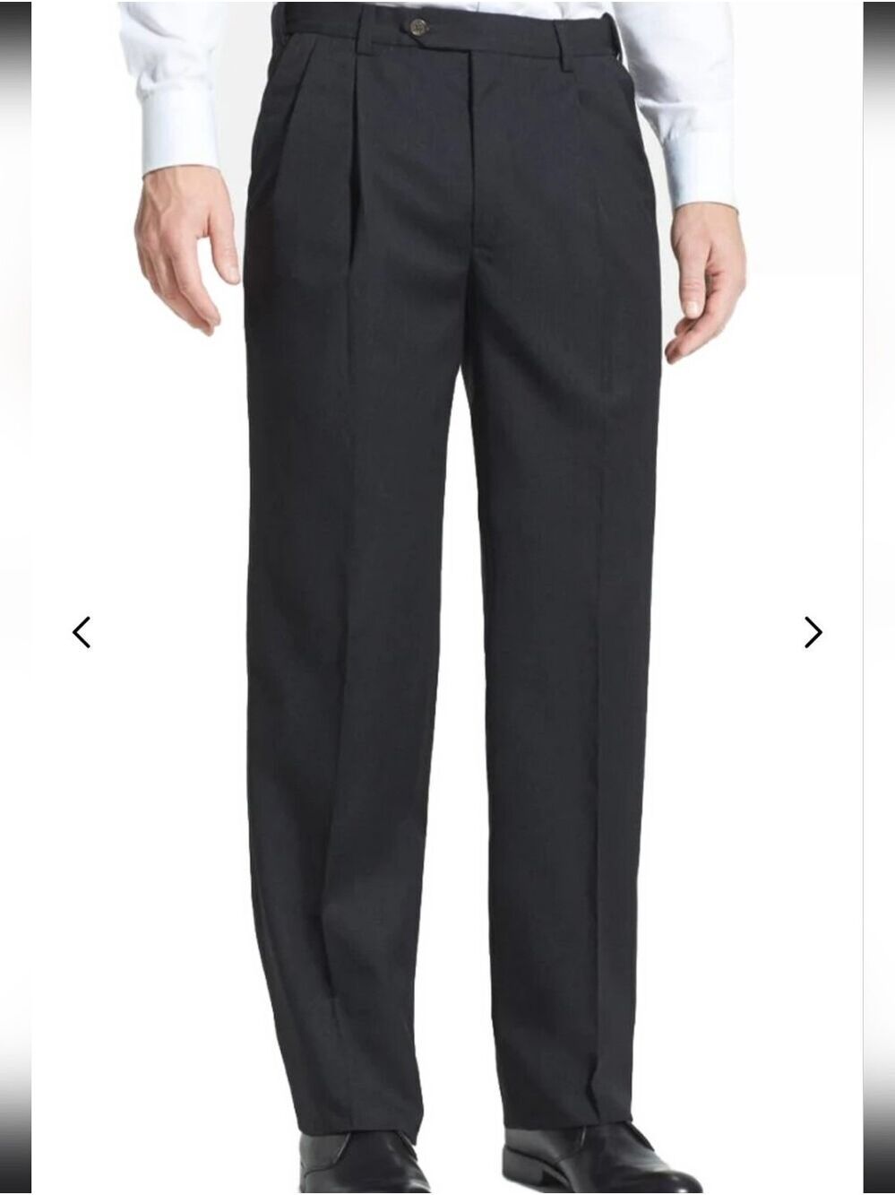 Mens Wool Gabardine By Cigliano Pleated Wool Charcoal New Pants 36 X 32